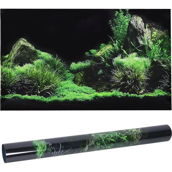 Acquario Vasca Pesci Fondale Acqua Erba Sfondo Decorazione Pittura Pvc Adesivo 61 X 30 Cm-image
