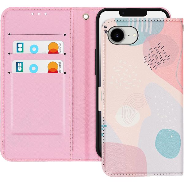 Avizar, Custodia Per Iphone 16E Motivo Puzzle Pastello, Tracolla Per Carte Di Credito, Rosa-image