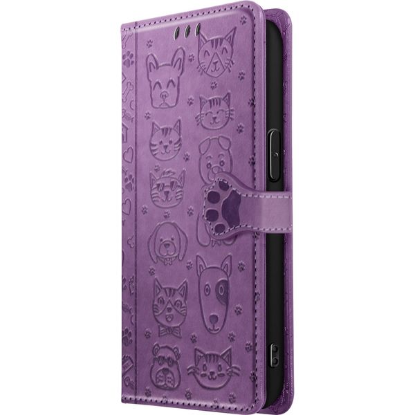 Avizar, Custodia Flip Per Iphone 16E Design Portafoglio Gatto E Cane, Viola-image