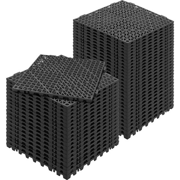 Vevor Piastrelle Ad Incastro 50 Pz. Piastrelle Per Pavimenti Piastrelle Per Pavimenti Drenanti, Piastrelle Per Pavimenti 30 X 30 Cm Piastrelle Per Pavimenti Quadrati Per Esterni Terrazza Piastrelle Per Pavimenti In Pvc Bagno, Toilette, Nero-image