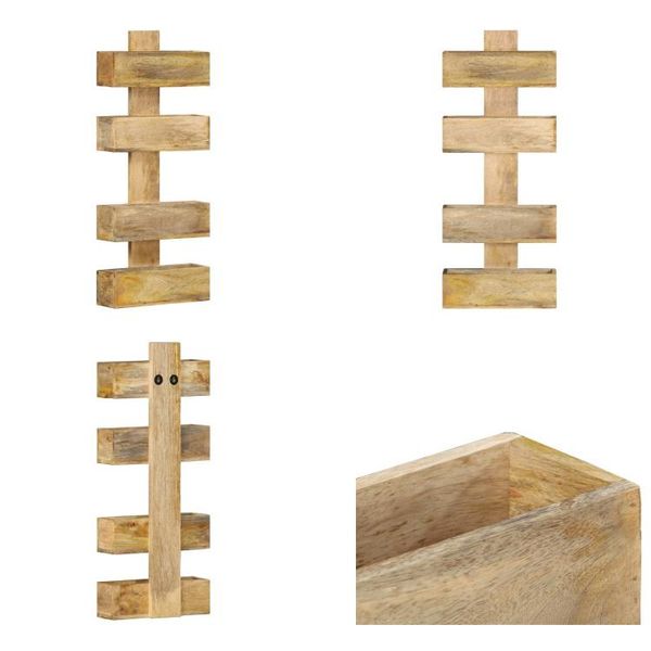 Vidaxl Portariviste Da Parete 30 X 11 X 72 Cm In Legno Massiccio Di Mango - Portariviste - Portariviste - Portariviste - Portagiornali-image