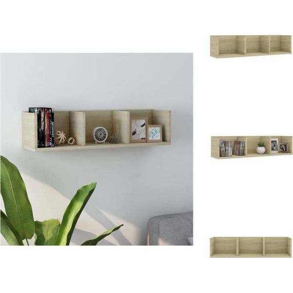 Vidaxl Scaffale Da Parete Per Cd Rovere Sonoma 75X18X18 Cm Materiale A Base Di Legno - Scaffali Da Parete-image