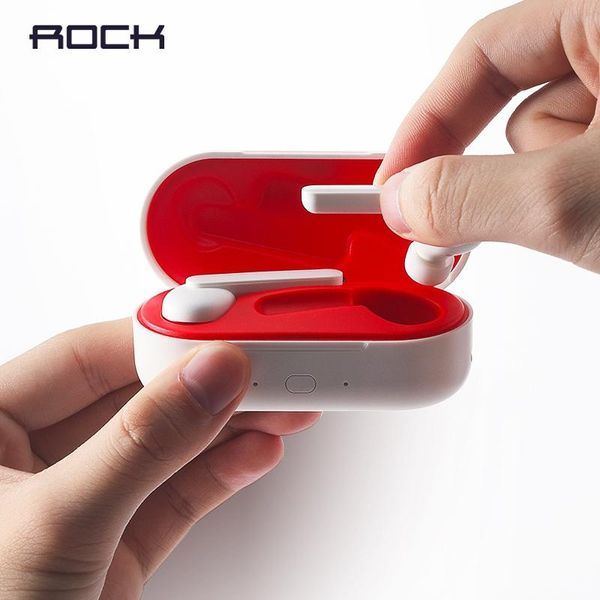 Rock Tws 5.0 Bluetooth KopfhöRer Touch Control Sport Wasserdichte Stereo Wireless KopfhöRer Doppel-Casque-Avec-Aufladung Mic Scatola Bianca-image