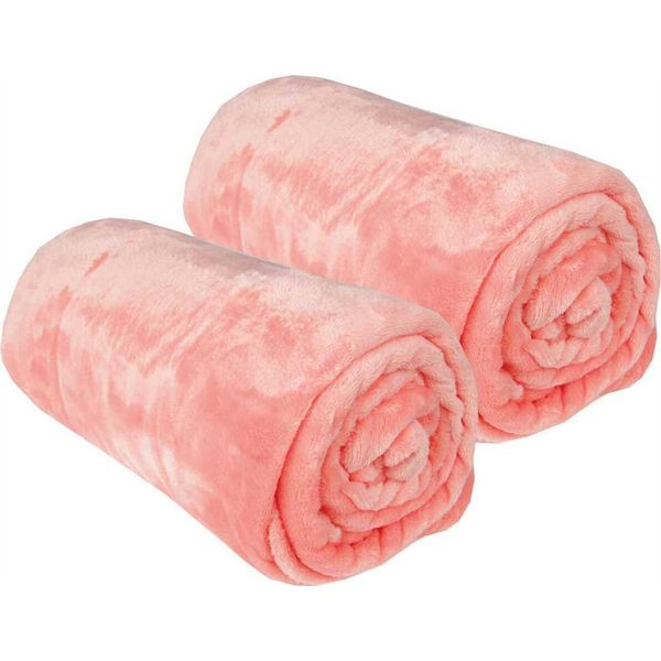 Coperta "Celina"" In Confezione Da 2 - Coperta Soffice Di Alta Qualità, 60 X 80 Cm - Salmone"-image