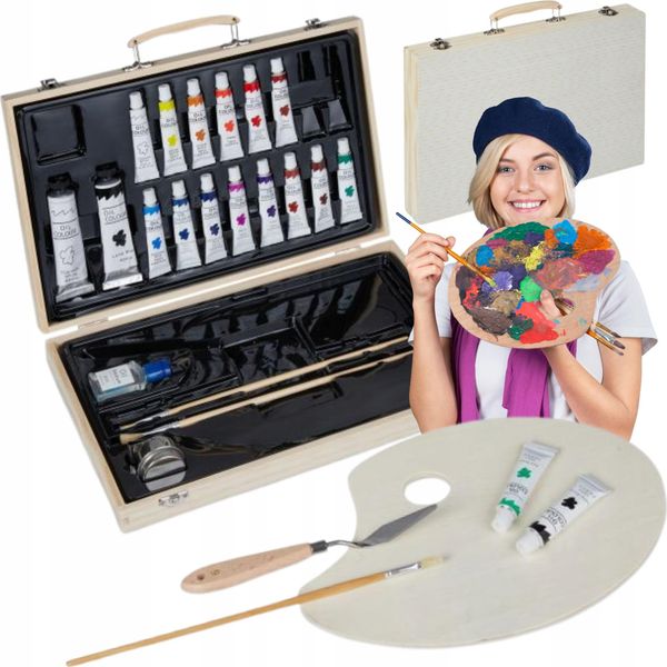 Set Di Pittura Professionale: Colori Ad Olio, Tavolozza E Pennelli In Un'elegante Valigetta Per Artisti!-image