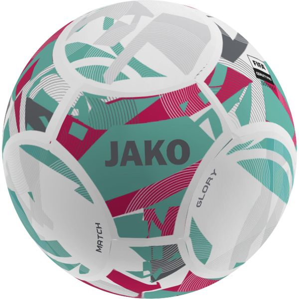 Jako Unisex Match Ball Glory, Colore: Bianco/Rosso Rubino/Grigio Freddo, Misura: 5-image