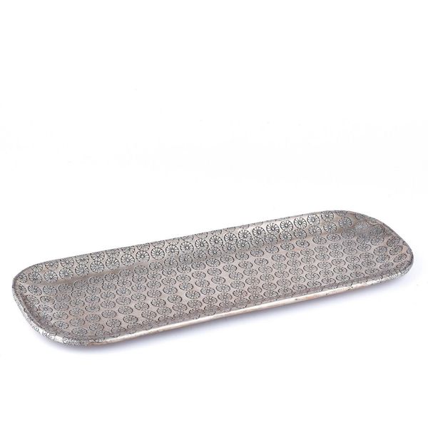 Vassoio Decorativo Orientale Vassoio Da Portata Jabar Argento 30 Cm-image