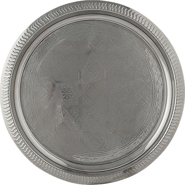 Vassoio Decorativo Orientale Vassoio Portacandele Nacera Argento 28Cm-image