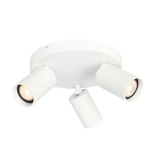 Plafoniera Rotonda Bianca Ø22Cm Tre Faretti Mobili Per Soggiorno Cucina 3Xgu10 10W Nesto Italux-image