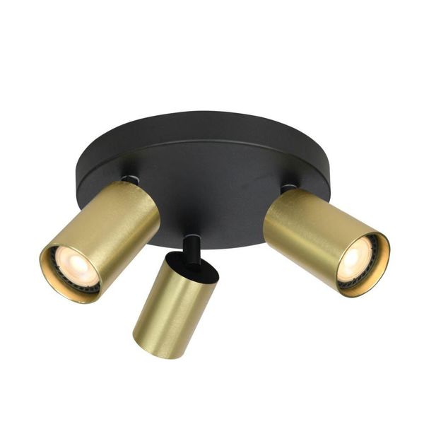 Plafoniera Rotonda Ottone-Nero Ø22Cm Tre Faretti Mobili Per Soggiorno Cucina 3Xgu10 10W Nesto Italux-image