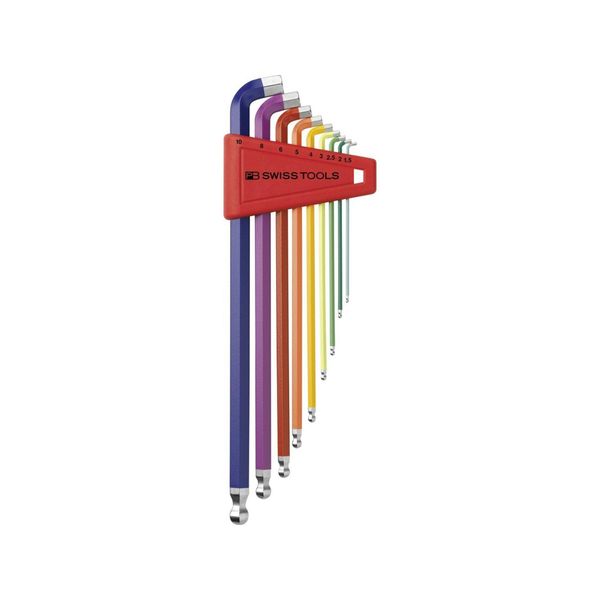 Pb Swiss Tools Rainbow Winkelschraubendreher- Satz Im Kunststoffhalter 9-Teilig 1,5-10Mm 100Grad (Pb 2212.LH-10 Rb)-image