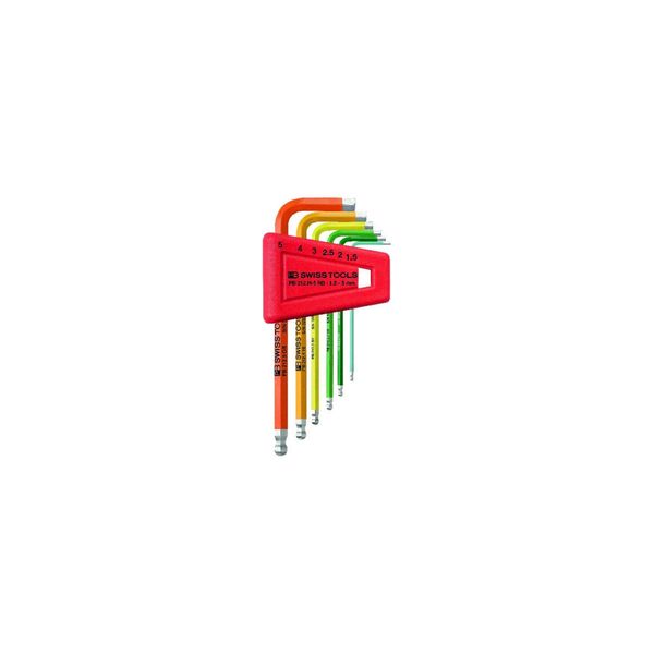 Pb Swiss Tools Winkelschraubendreher- Satz Im Kunststoffhalter 6-Teilig 1,5-5Mm Rainbow (Pb 212.H-5 Rb)-image