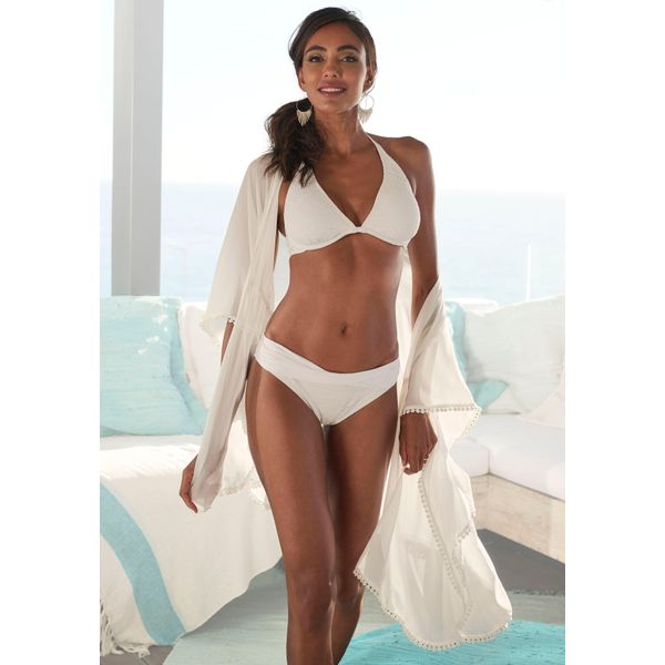 Bikini-Hose Lascana "Omara", Damen, Gr. 38, N-Gr, Beige (Creme), Microfaser, Recycling-Polyamid, Unifarben, Badehosen Bikini-Hose, Aus Recycelten Material-image