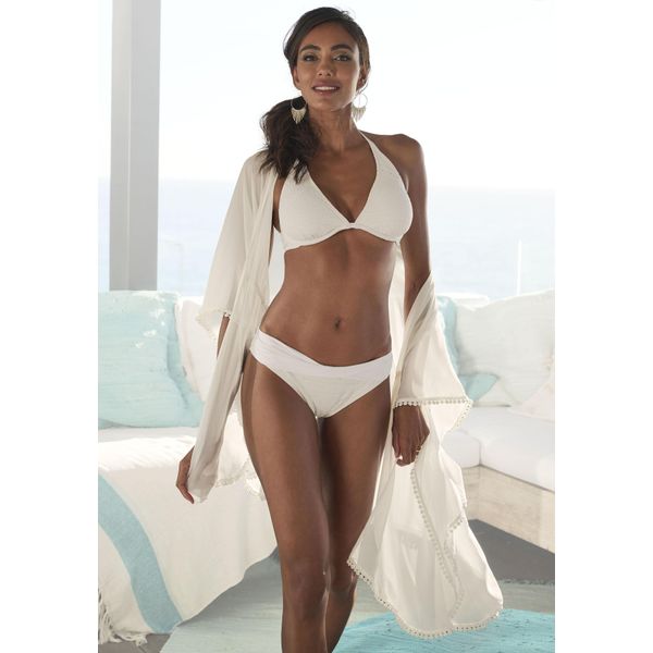 Bikini-Hose Lascana "Omara", Damen, Gr. 36, N-Gr, Beige (Creme), Microfaser, Recycling-Polyamid, Unifarben, Badehosen Bikini-Hose, Aus Recycelten Material-image