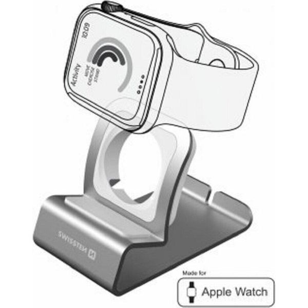 Swissten - Supporto In Alluminio Per Apple Watch (Argento)-image