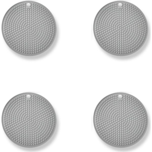 Inf Set Di 4 Sottopentola In Silicone Resistente Al Calore Per Piatti E Pentole Calde Grigio-image
