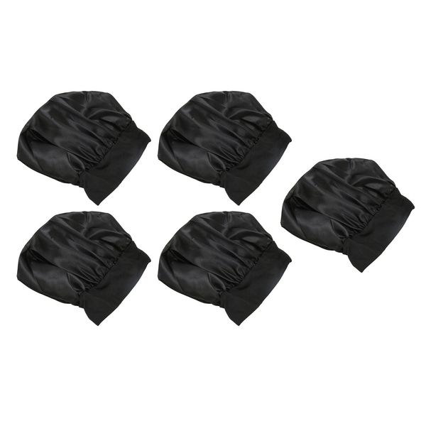 5PCS Sleeping Hair Cap Tessuto Di Seta Banda Larga Raso Bonnet Fascia Traspirante Bonnets-image