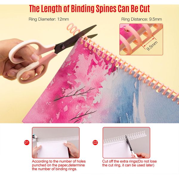 Kw-Trio 10Pcs Plastica 30 Fori Loose Leaf Binders Anello Di Rilegatura Spines Pettini 85 Fogli Capacità Per Fai Da Te Carta Notebook Album Office School Supplies-image