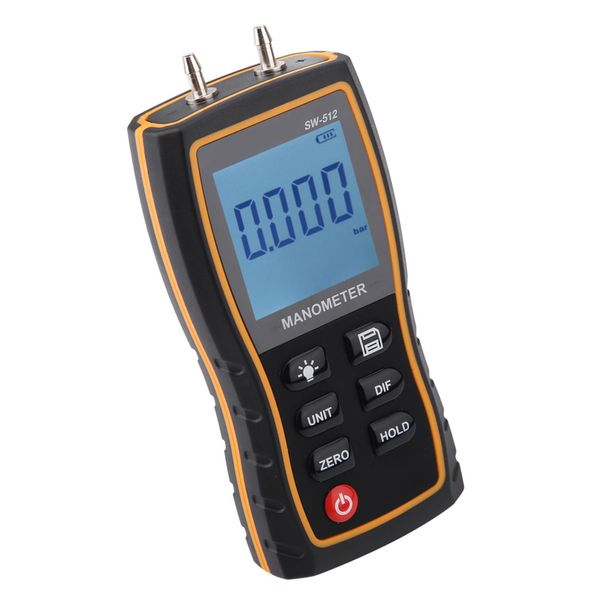 SW-512B Set Di Manometri Differenziali Digitali Di Alta Precisione Per La Misurazione Della Pressione Dell'aria Negli Impianti Di Riscaldamento E Ventilazione, Con Valigetta, Manuale D'uso E Lucidi-image