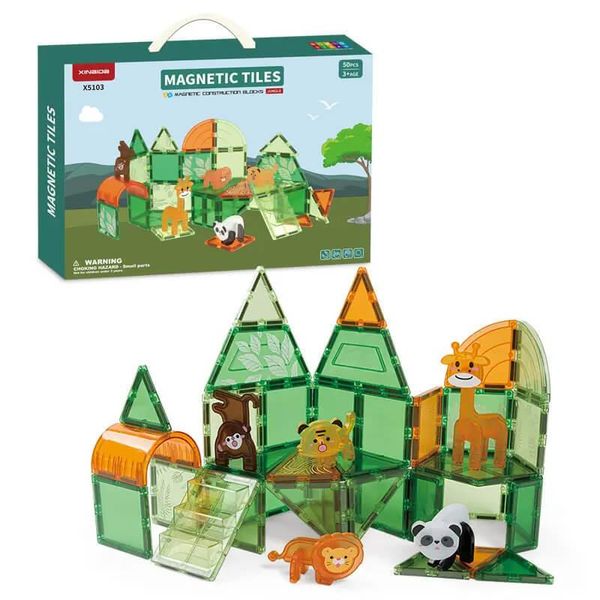 Set Di Costruzioni Magnetiche Animal 50Pcs - Piastrelle Magnetiche-image