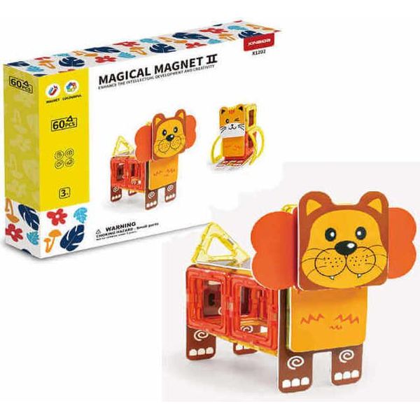 Set Di Costruzioni Magnetiche Happy Animal 60 Pezzi - Magnete Magico Ii-image