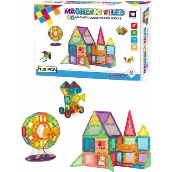 Set Di Costruzioni Magnetiche 130 Pezzi - Piastrelle Magnetiche-image
