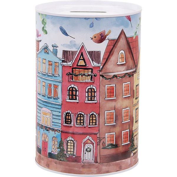 Clayre & Eef Salvadanai Ø 10X15 Cm Case In Metallo Rosa-image