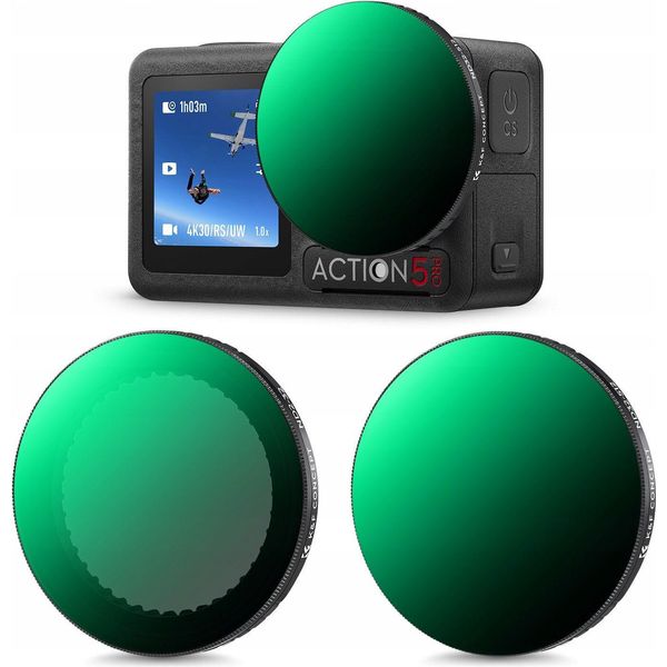 Set 2X ND2-32 + ND32-512 Filtro Grigio Regolabile Dji Osmo Action 3 4 5 Pro / SKU.2359-image