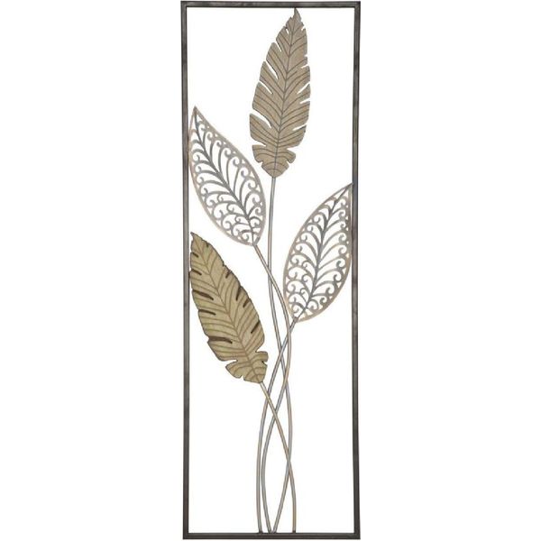 Mauro Ferretti Decorazione Da Parete Foglie 30,5X1,9X91 Cm Oro Argento-image
