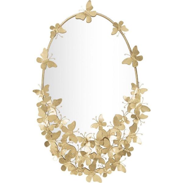 Mauro Ferretti Specchio Da Parete Ovale Farfalla 59X3X89,5 Cm Oro-image