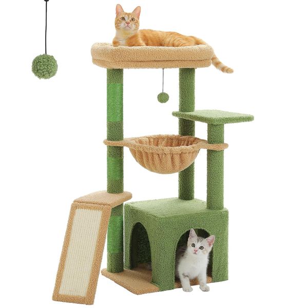 Albero Per Gatti, Struttura A Tre Strati, Tiragraffi In Sisal, Amt0271Gn-A, L-image