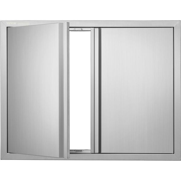 Vevor Porta Di Accesso Al Barbecue, 787 X 609 Mm, Doppia Porta Per Cucina Esterna, Porta A Incasso In Acciaio Inox, Porta Verticale A Parete Con Maniglie A Scomparsa, Per Isola Barbecue, Postazione Barbecue, Mobile Esterno-image