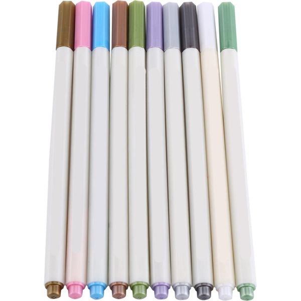 10 Penne Metalliche, Colori Opachi, Per Album Fotografici, Scrapbooking E Creazione Di Cartoline-image