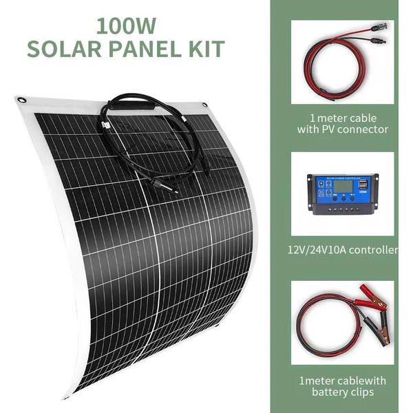 Kit Di Pannelli Solari Da 100W, Efficienza Del 24%, Design Flessibile, Kit Da 1 Pz 100W-image