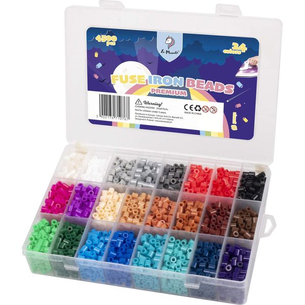 La Manuli Perline Ferrate Assortite 4500 Pezzi 5 Mm 24 Colori Set Di Ricarica Perline A Innesto Compatibile Con Ogni Marca Di Perline, Scatola Organizer (Colori Scuri)-image