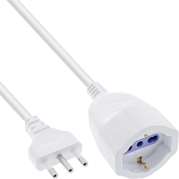 Inline Strom-VerläNgerung Schutzkontakt Italien Stecker L / Buchse F - Weiß - 10M (16410I)-image