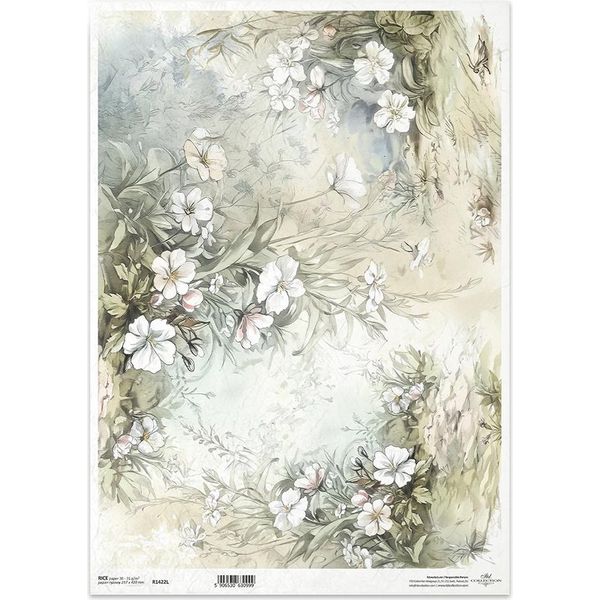 Carta Di Riso Per Decoupage Carta Artigianale Per Decoupage A3 ITD-1422L Fiori-image