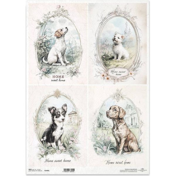 Carta Di Riso Per Decoupage Carta Artigianale Per Decoupage A3 ITD-1405L Cani-image