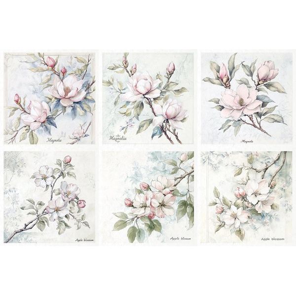Set Di Carta Di Riso Per Artigianato - Itd - RSM176 Fiori, Magnolia, Fiori Di Melo-image