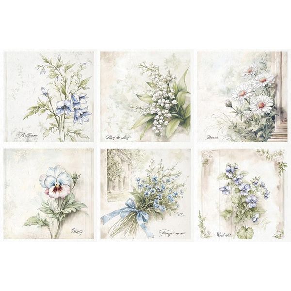 Set Di Carta Di Riso - Itd - RSM174 Fiori, Campanule, Mughetti, Margherite, Viole Del Pensiero, Nontiscordardime, Violette-image