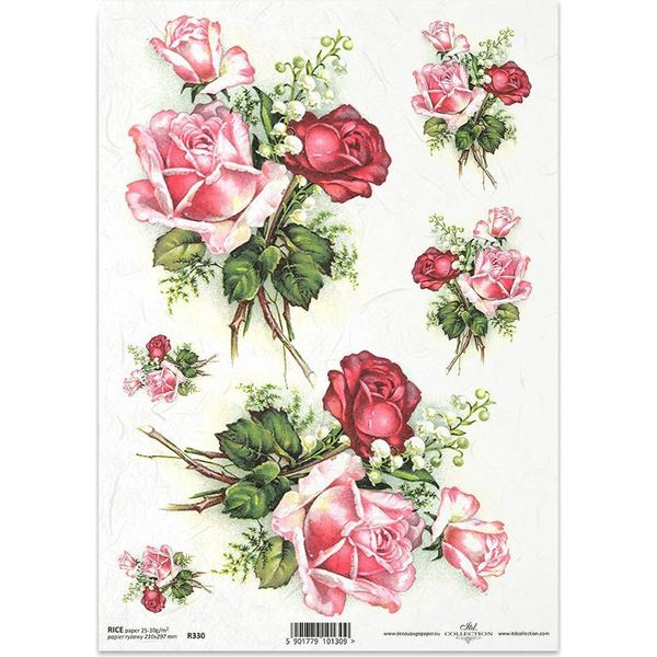 Itd Carta Di Riso Decoupage Tecnica Artigianale Tovagliolo Di Carta-Itd-R0330 Rose-image