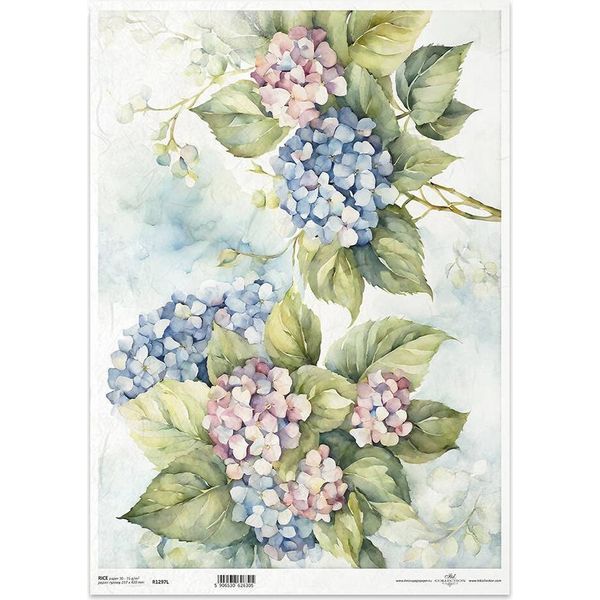 Carta Di Riso Per Decoupage Carta Per Decoupage A3 ITD-1297L Ortensia-image