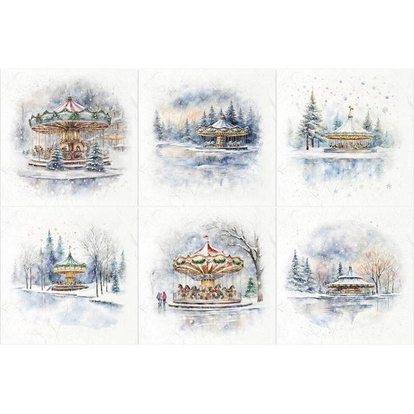 Set Di Carta Craft Per Scrapbooking Riso - Itd - RSM132 Carosello Neve Invernale-image