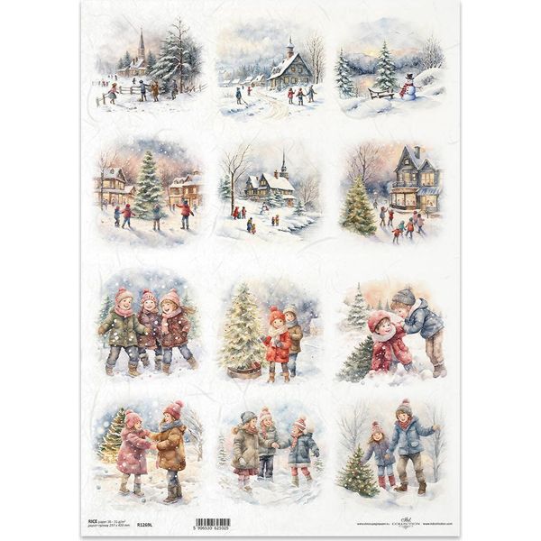 Carta Di Riso Per Decoupage Carta Per Decoupage A3 ITD-1269L Città D'inverno-image