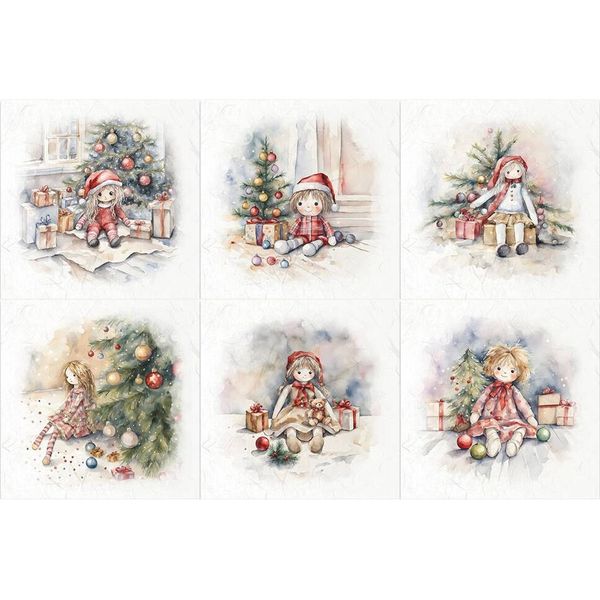 Set Di Carta Craft Per Scrapbooking Riso - Itd - RSM135 Bambole Sotto L'albero Di Natale-image