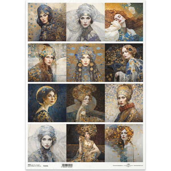 Carta Di Riso Per Decoupage Carta Artigianale Per Decoupage A3 ITD-1252L Donne - Ispirato A Klimt-image