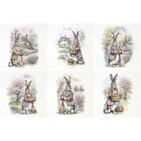 Set Di Carta Di Riso - Itd - RSM118 Coniglietto Di Pasqua Con Uova Di Pasqua-image
