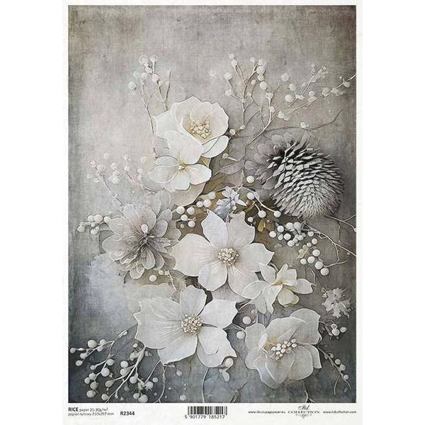 Itd Carta Di Riso Decoupage Tecnica Artigianale Tovagliolo Di Carta-R2344 Fiori D'inverno-image