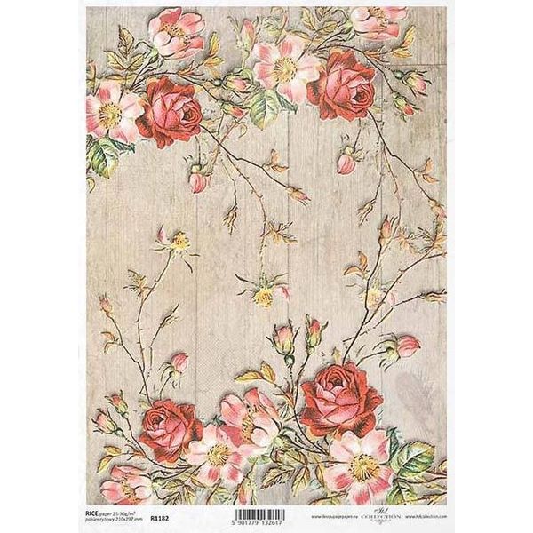 Itd Carta Di Riso Decoupage Carta Artigianale Tecnica Tovagliolo Di Carta Morbida, R1182 Tavole Fiori-image
