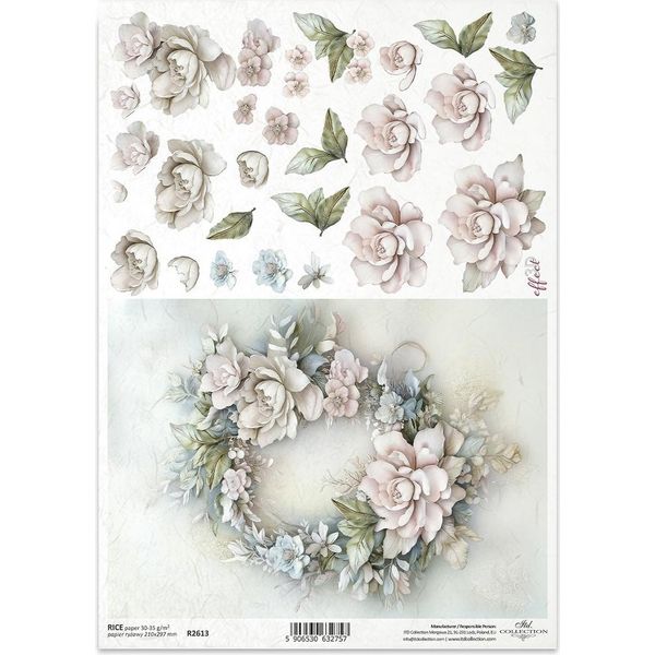 Carta Di Riso Per Decoupage Carta Per Decoupage A4 R2613 Corona Di Fiori 3D-image
